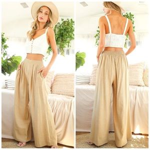 🔥CLEARANCE🔥 Pleated Wide Leg Trousers Taupe